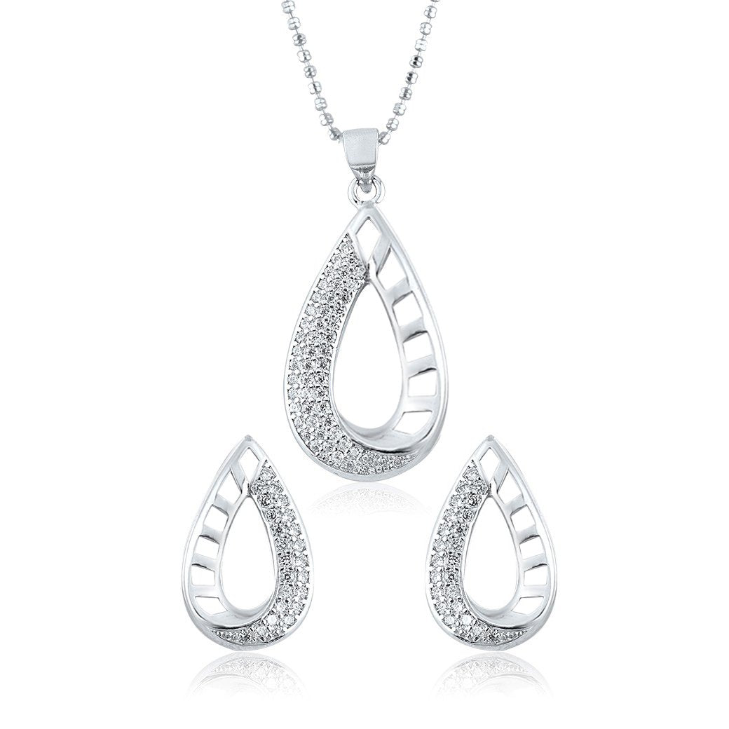 Silver Droplet Set with Ball Chain