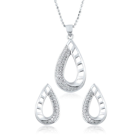 Silver Droplet Set with Ball Chain