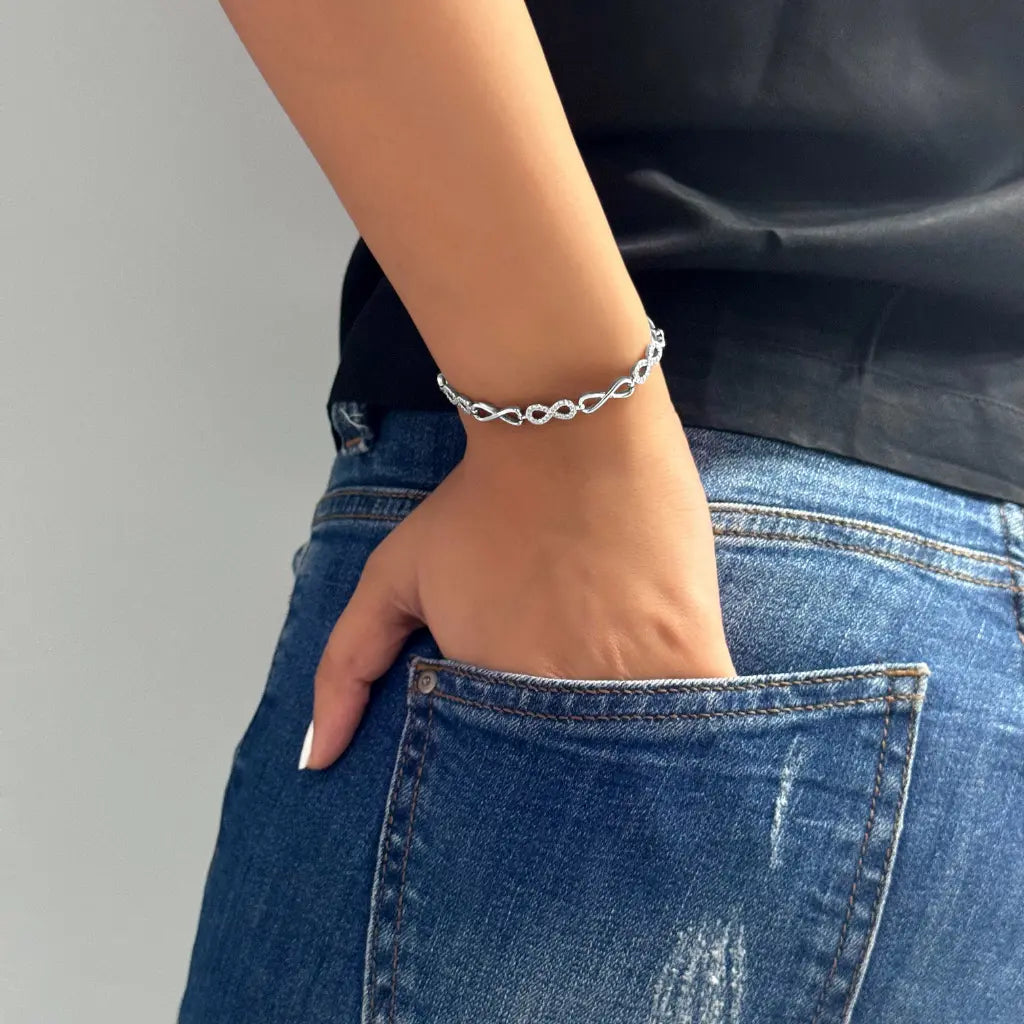 Silver Shining Infinity Bracelet