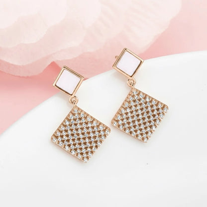 Rose Gold Radiant Box Earrings