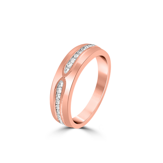 Rose Gold Zircon Glide Band For Him