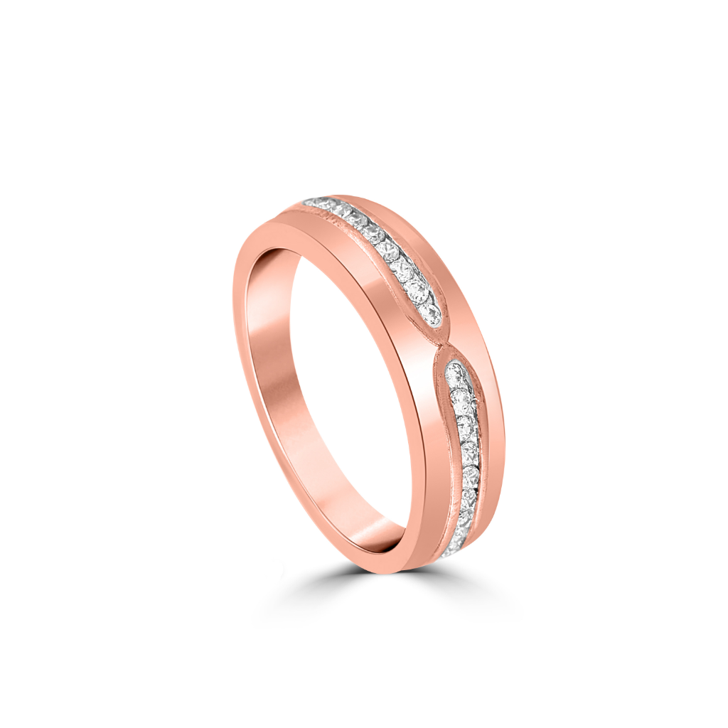 Rose Gold Zircon Glide Band For Him