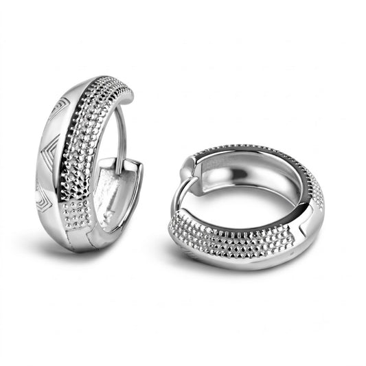 Aether Textured Silver Hoops