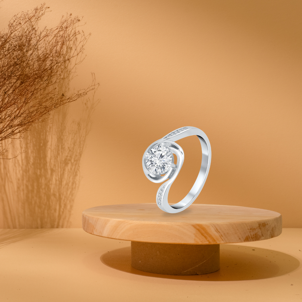 Silver Radiant Solitaire Ring