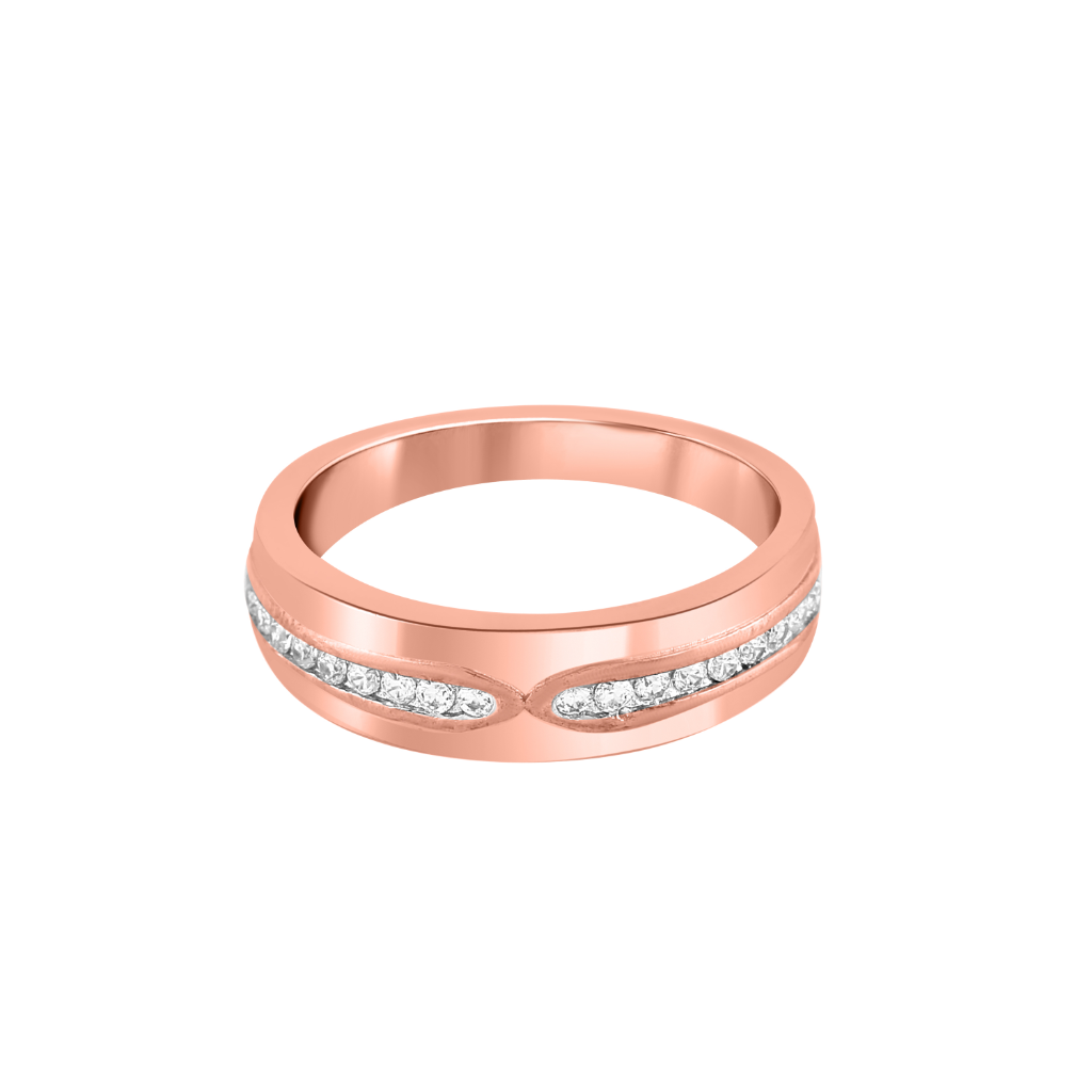 Rose Gold Zircon Glide Band For Him