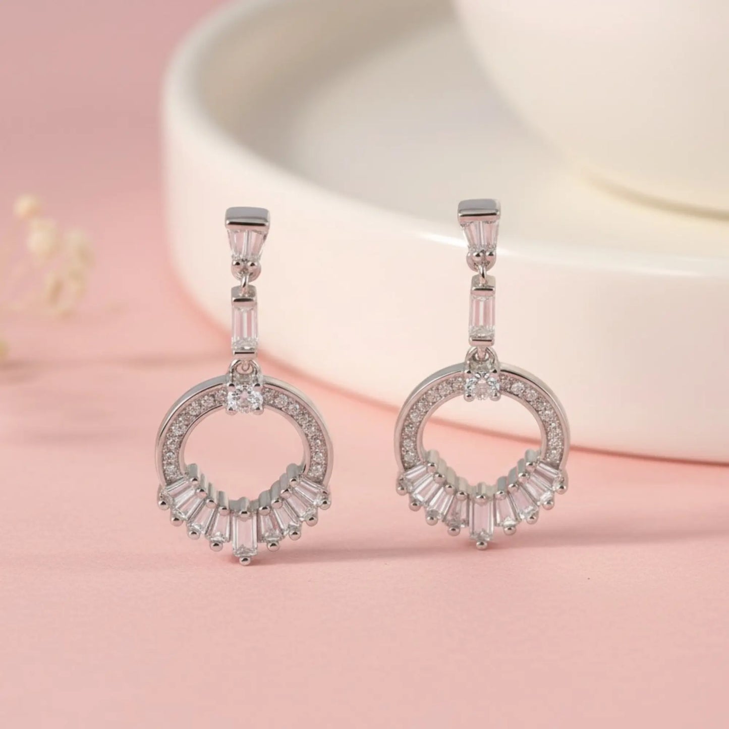 Silver Crystal Dangle Earrings