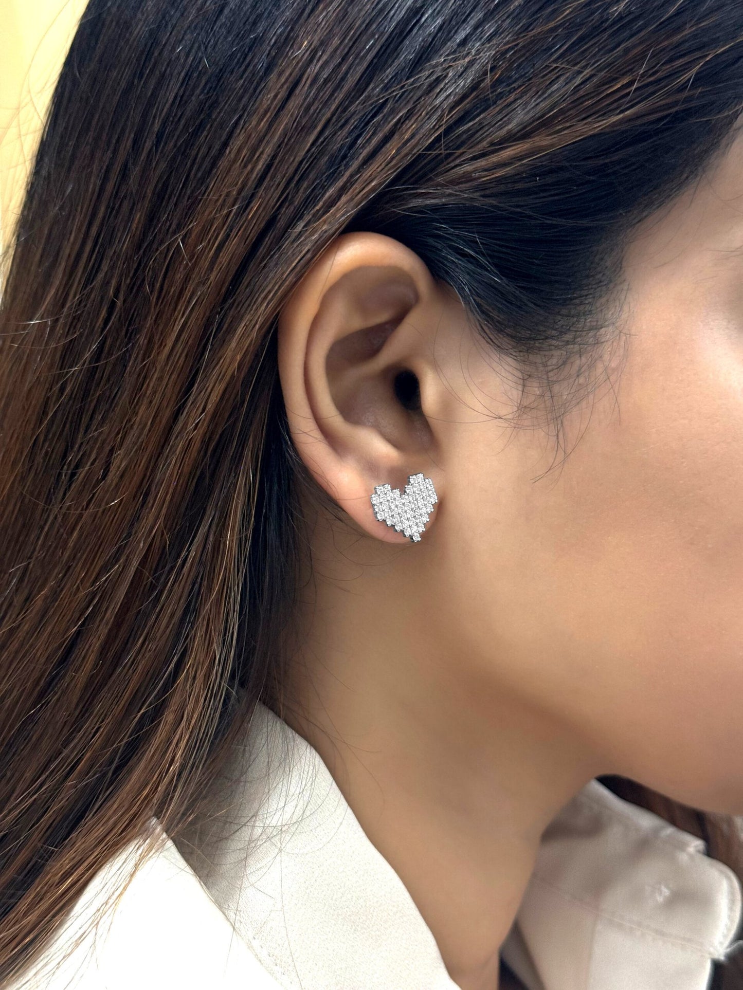 Silver Reversible Heart and Pearl Earring