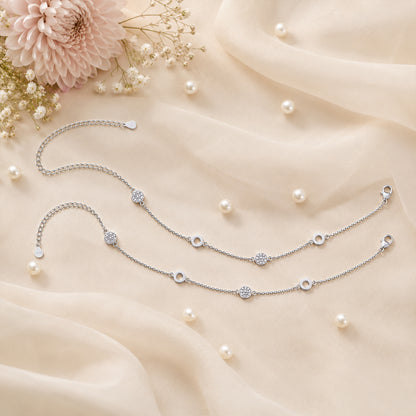 Silver Solitaire Circle Italian Anklet