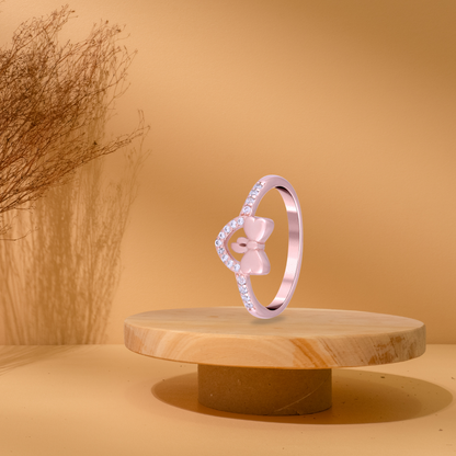 Rose Gold Ribbon Hearted Ring