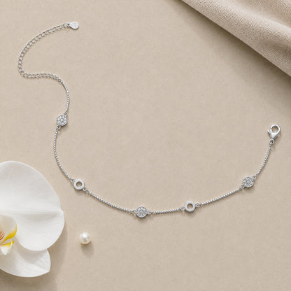 Silver Solitaire Circle Italian Anklet