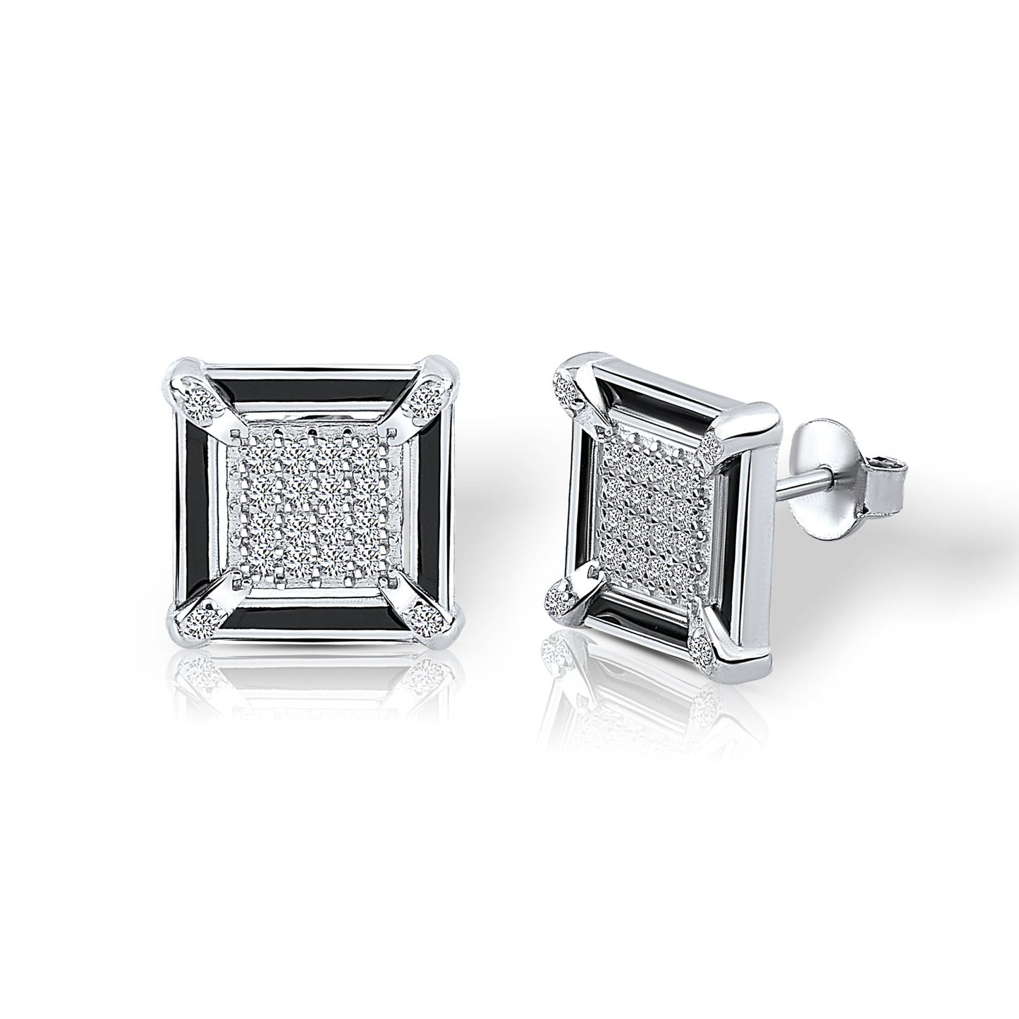 Silver Eclipse Squares Earrings