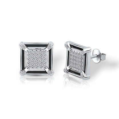 Silver Eclipse Squares Earrings