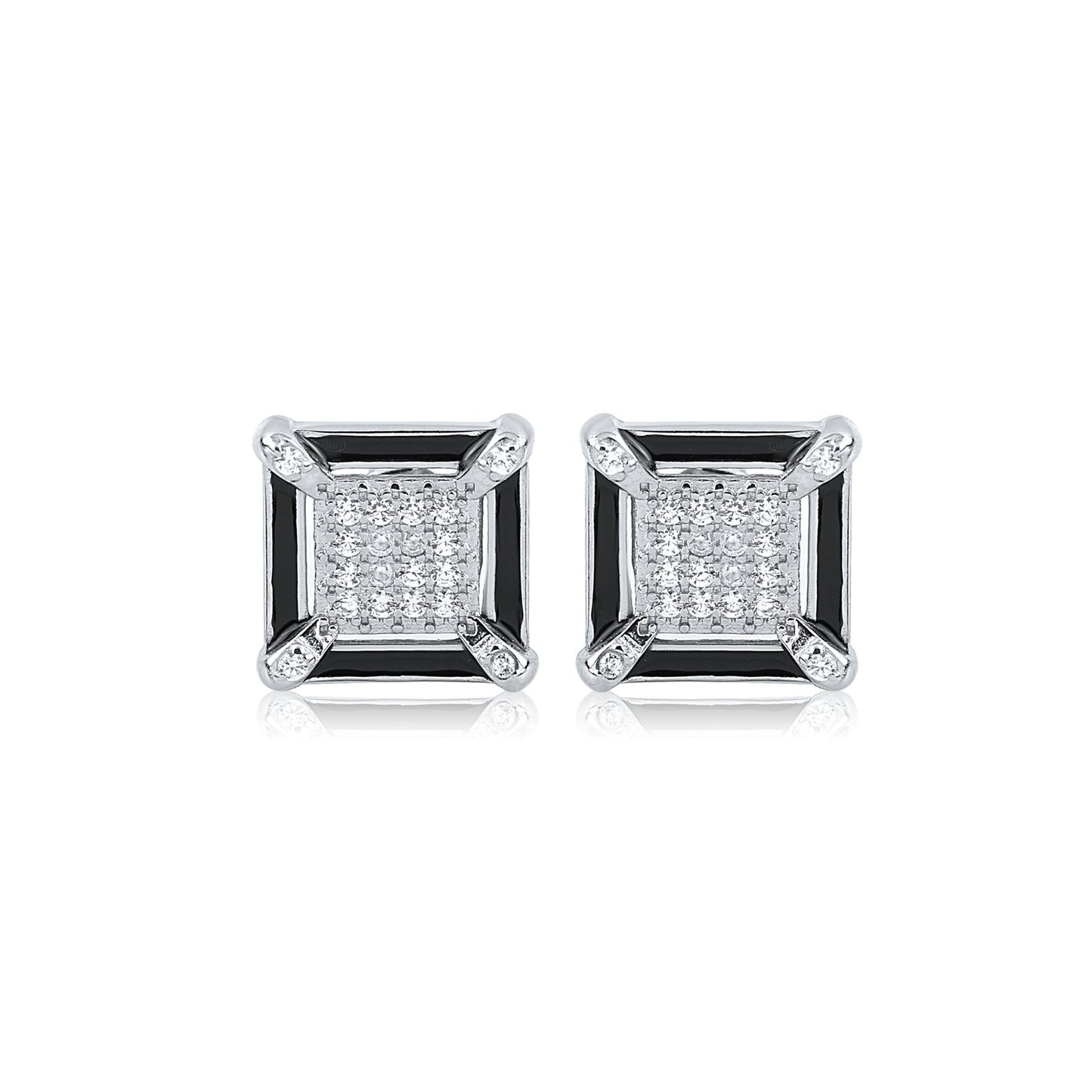 Silver Eclipse Squares Earrings