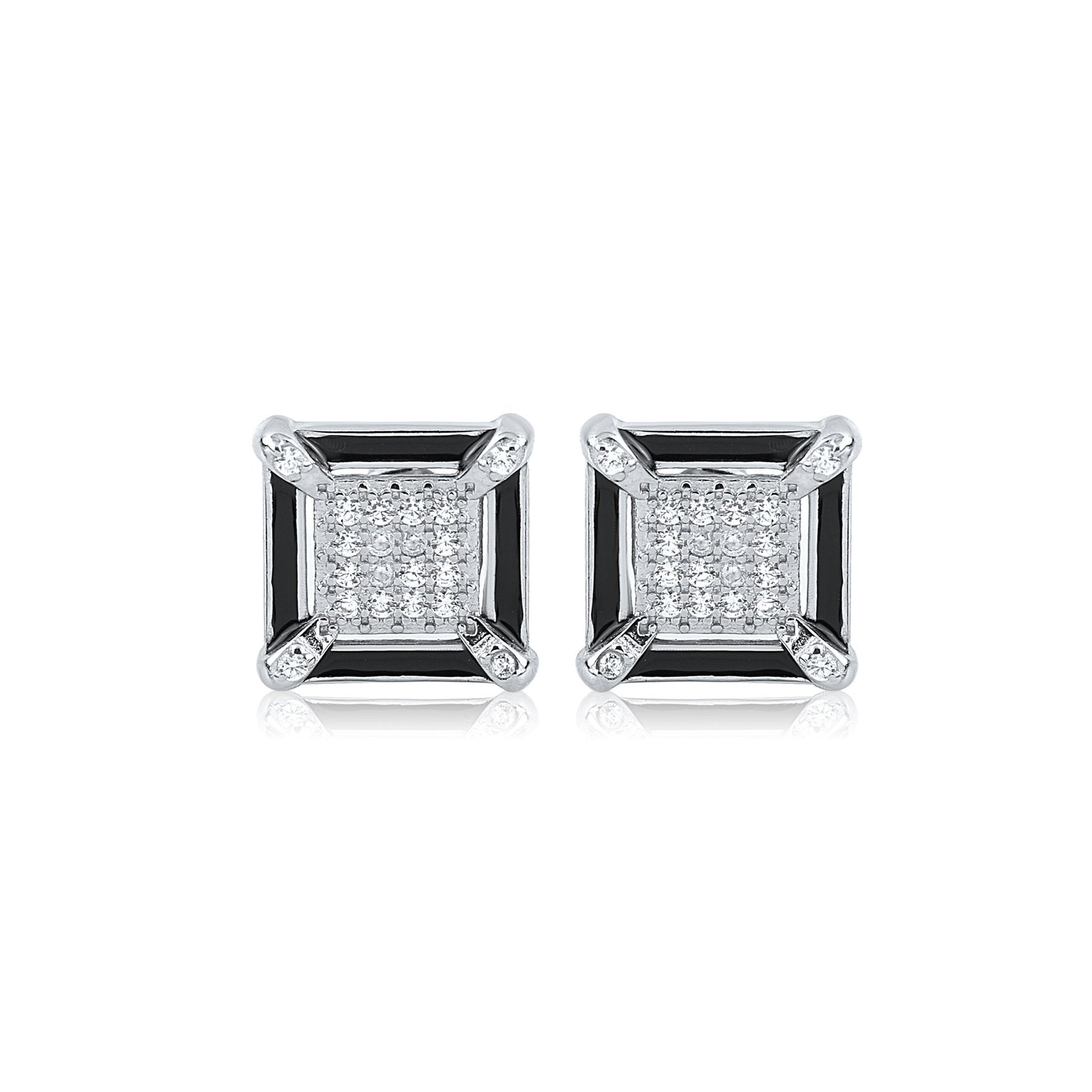 Silver Eclipse Squares Earrings