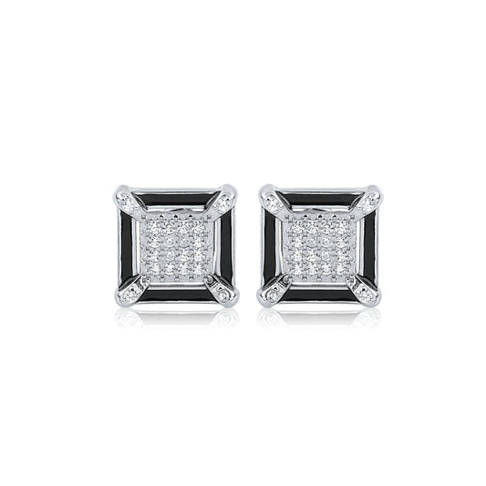 Silver Eclipse Squares Earrings