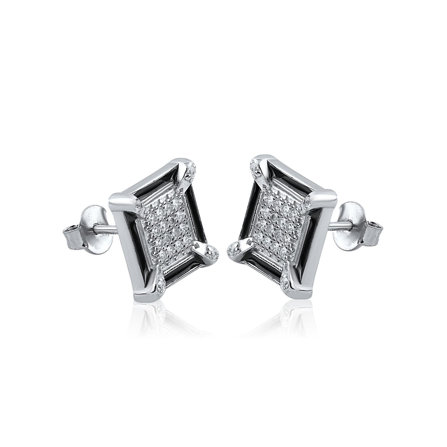 Silver Eclipse Squares Earrings