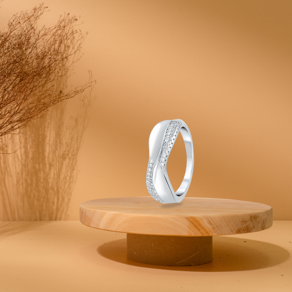 Silver Glimmering Loop Ring