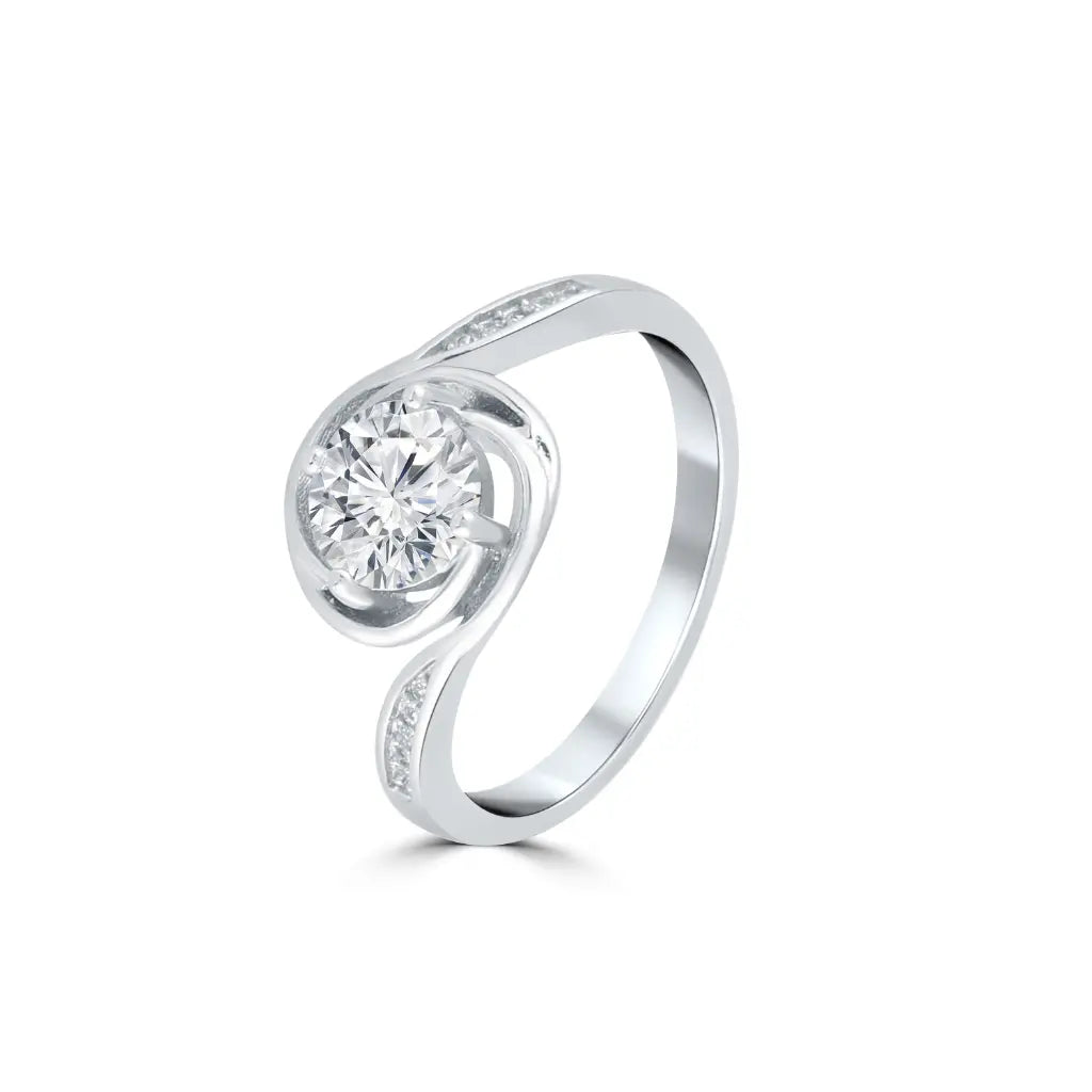 Silver Radiant Solitaire Ring