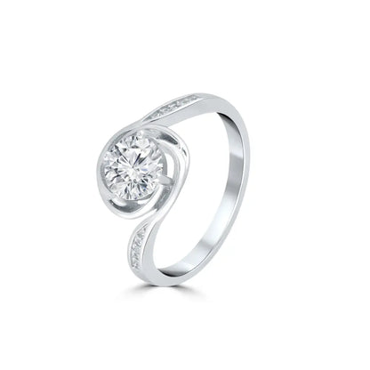 Silver Radiant Solitaire Ring