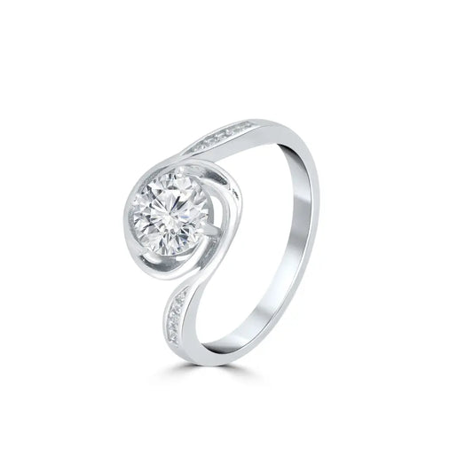 Silver Radiant Solitaire Ring