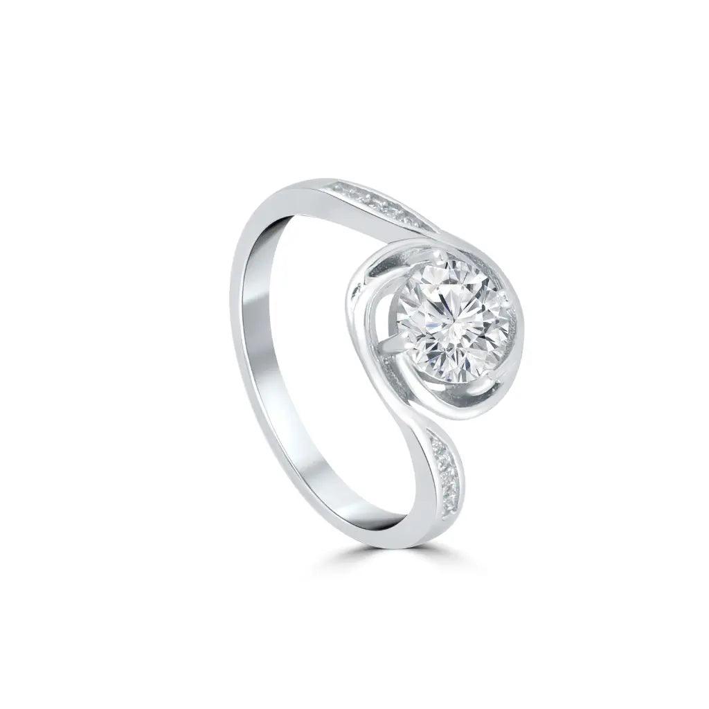 Silver Radiant Solitaire Ring