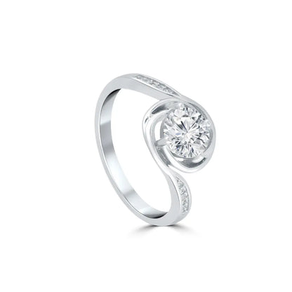 Silver Radiant Solitaire Ring