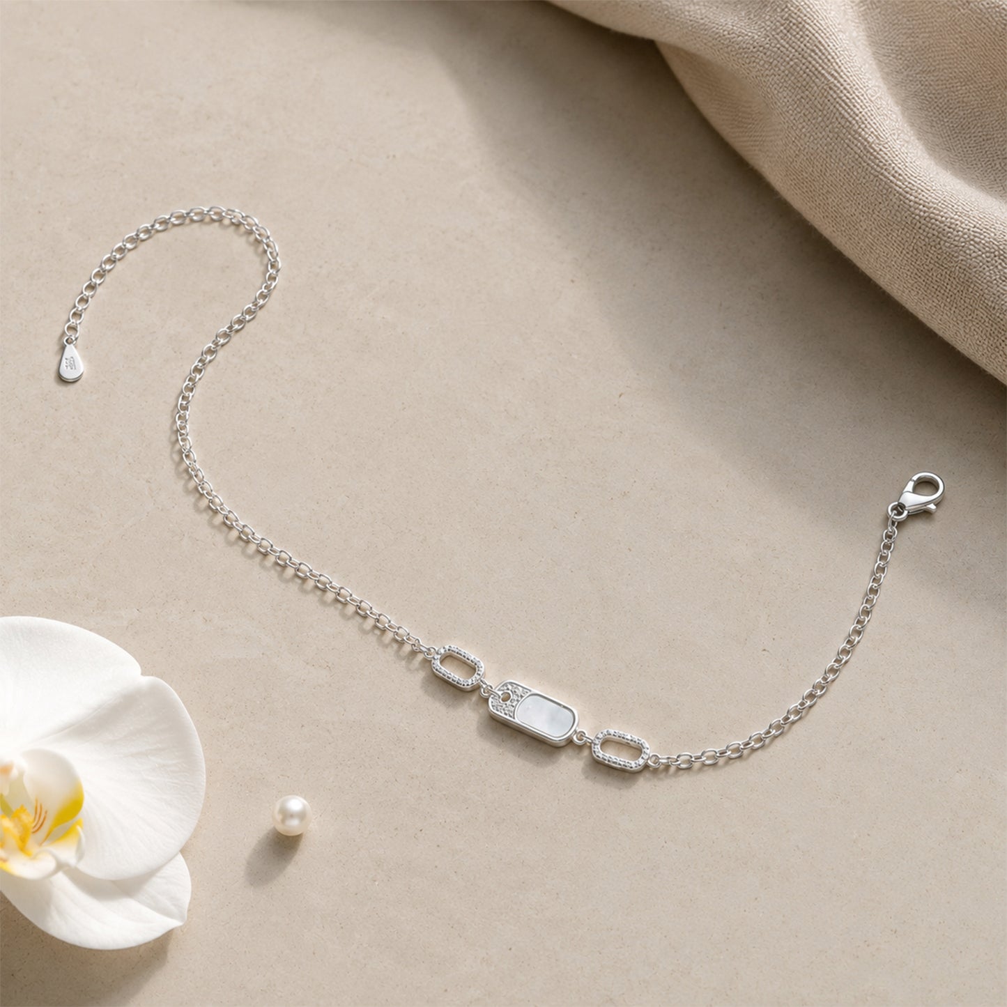 Mother of Pearl Oval Italian Anklet