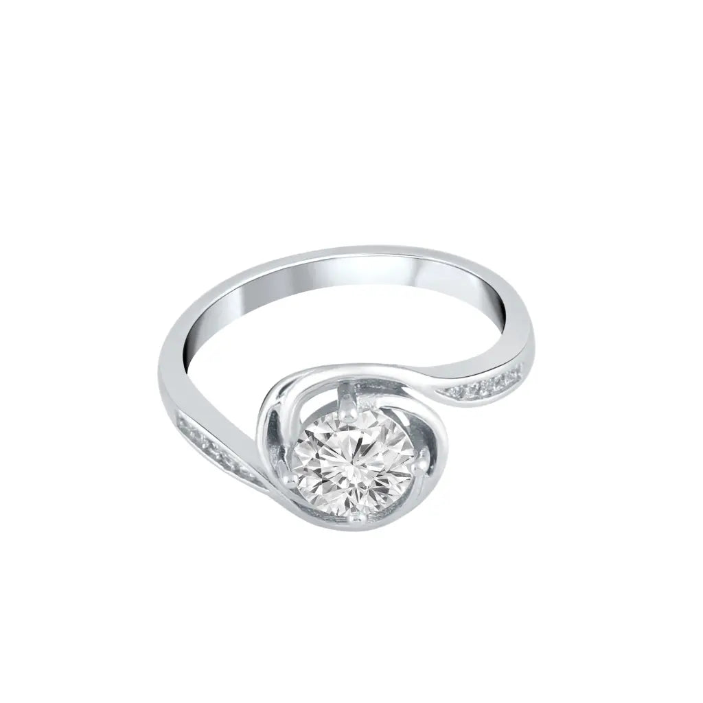 Silver Radiant Solitaire Ring