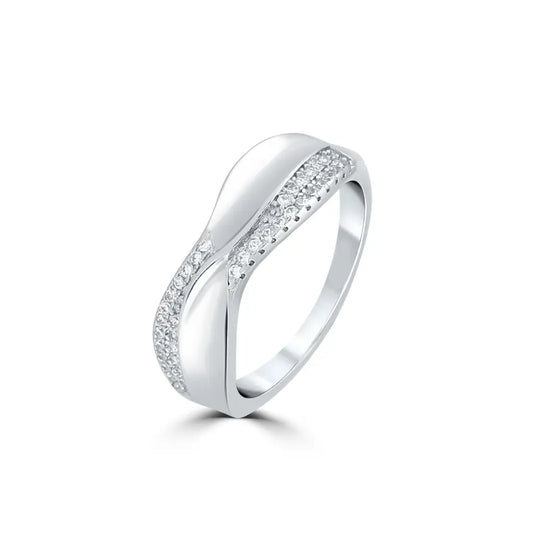 Silver Glimmering Loop Ring