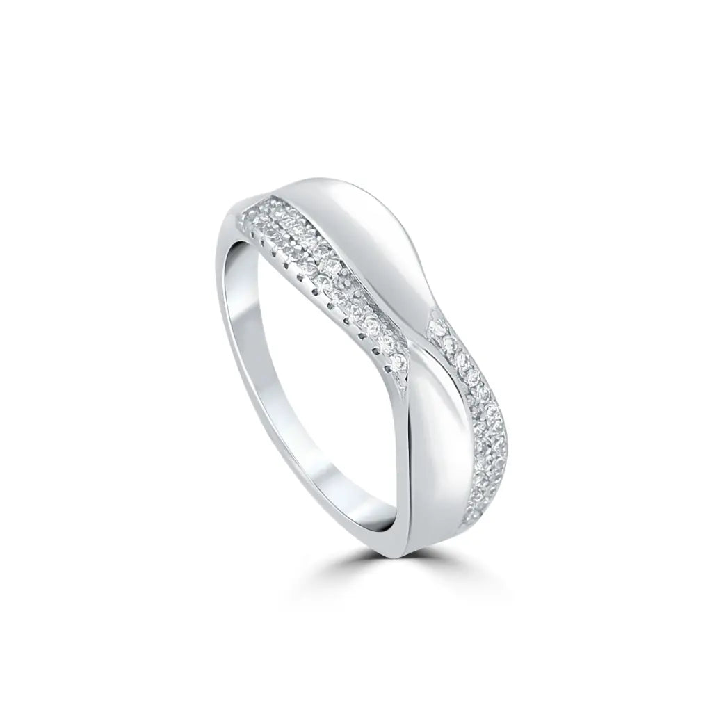 Silver Glimmering Loop Ring