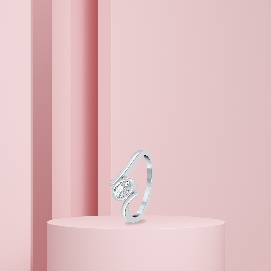 Silver Glistening Gem Ring