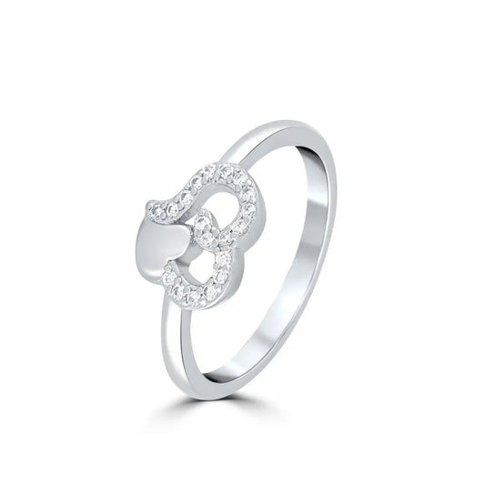Silver Intertwined Hearts Ring