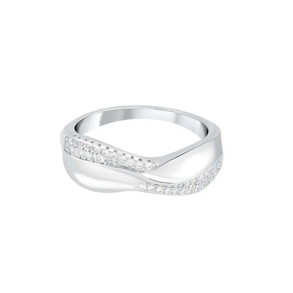 Silver Glimmering Loop Ring
