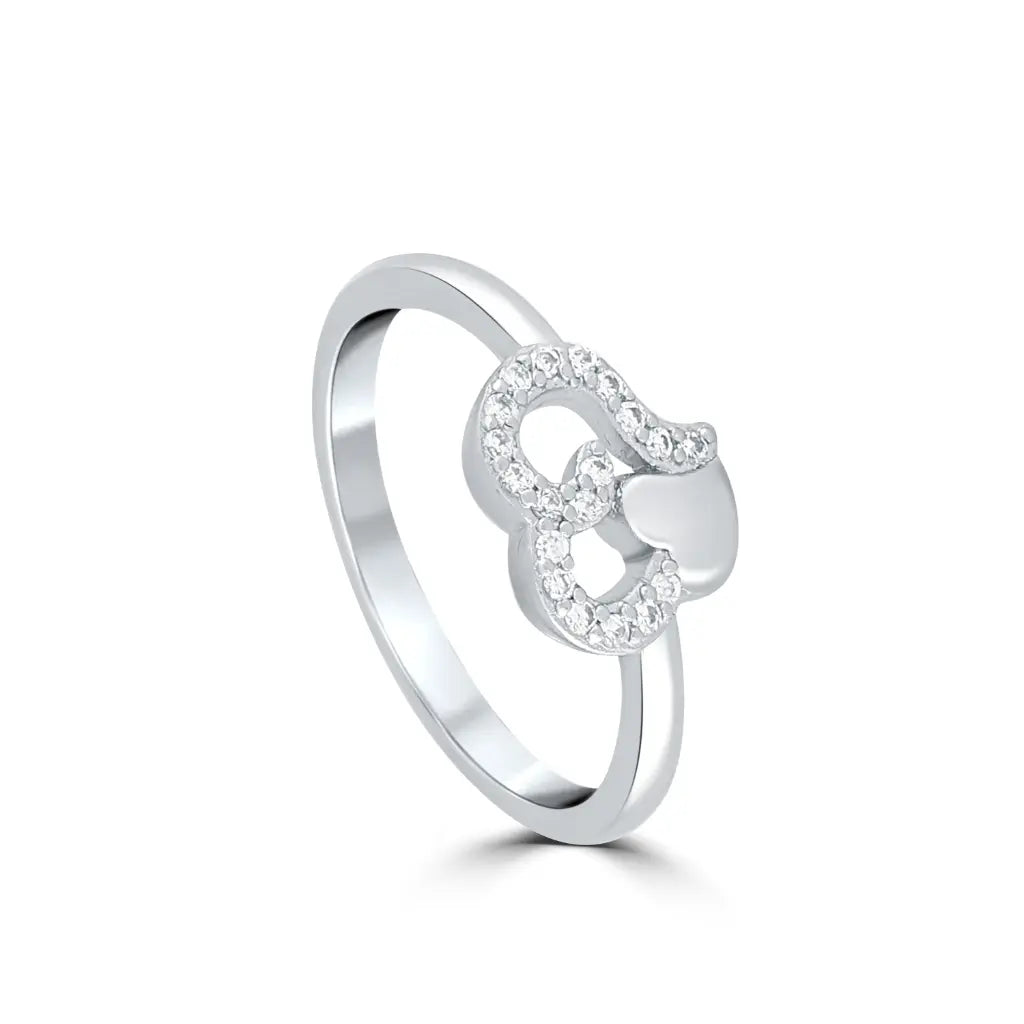 Silver Intertwined Hearts Ring