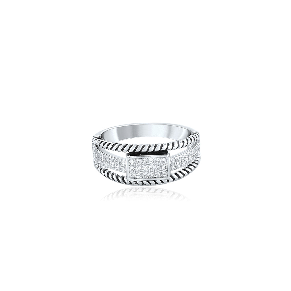 Silver Oxidised Korean Ring
