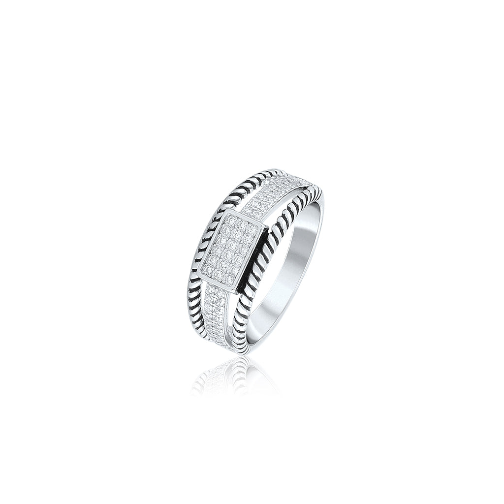 Silver Oxidised Korean Ring