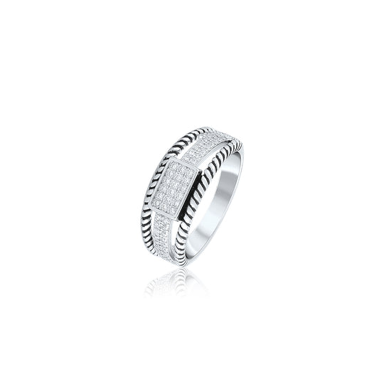 Silver Oxidised Korean Ring