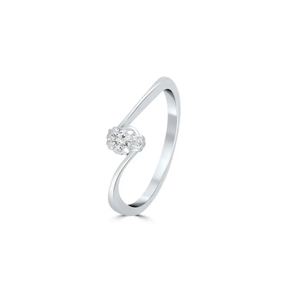 Silver Minimal Solitaire Ring