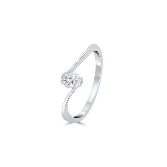 Silver Minimal Solitaire Ring