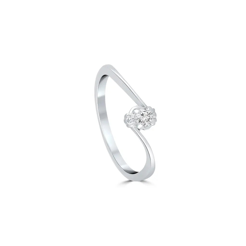 Silver Minimal Solitaire Ring