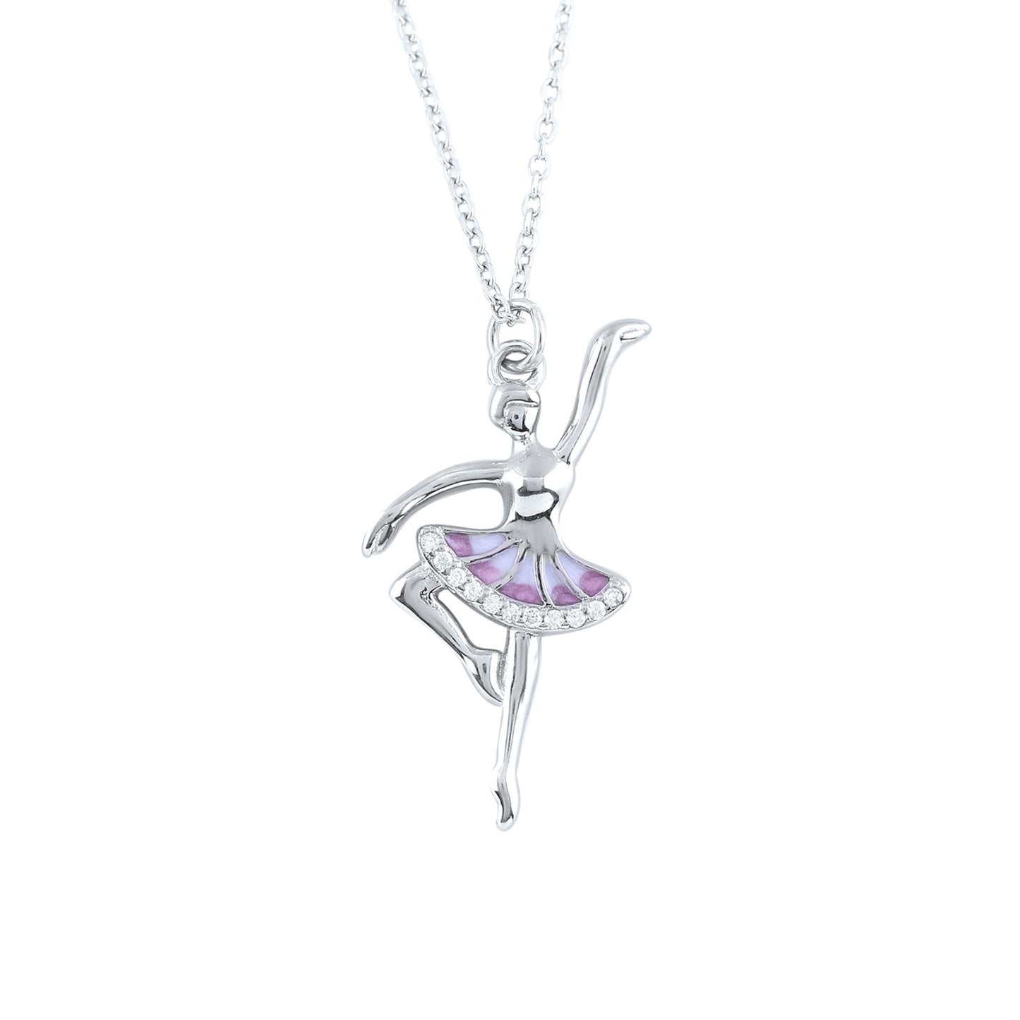 Silver Twirling Diva Pendant with Link Chain