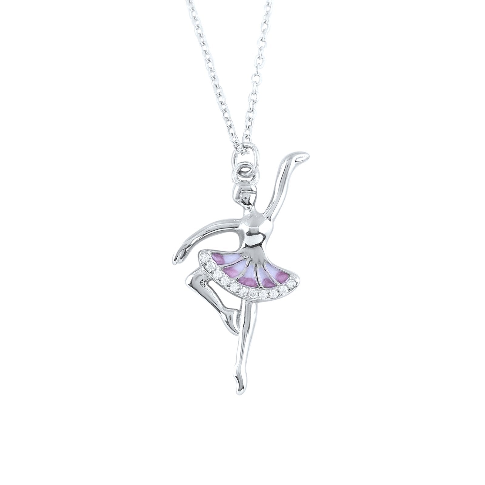 Silver Twirling Diva Pendant with Link Chain
