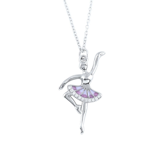 Silver Twirling Diva Pendant with Link Chain