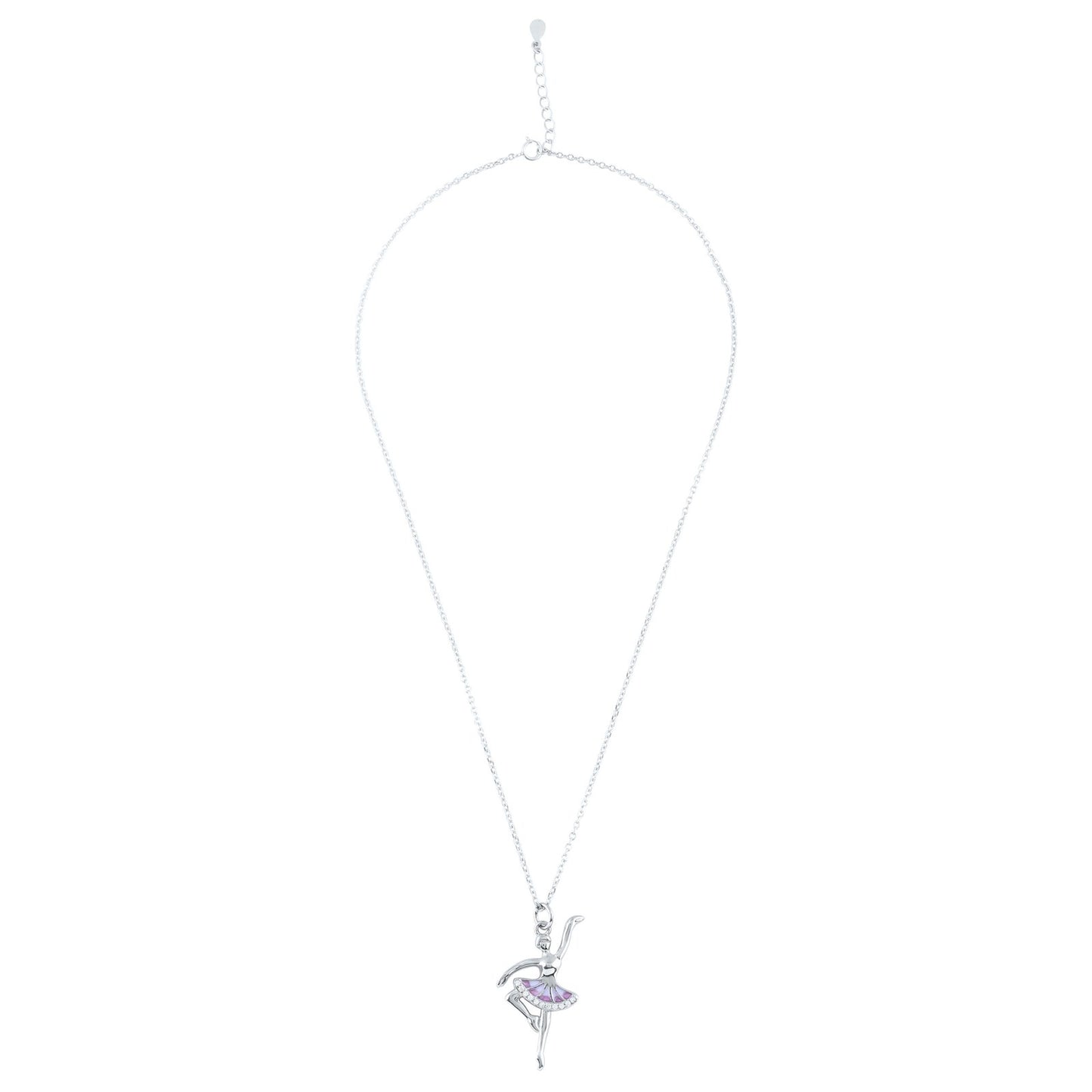 Silver Twirling Diva Pendant with Link Chain