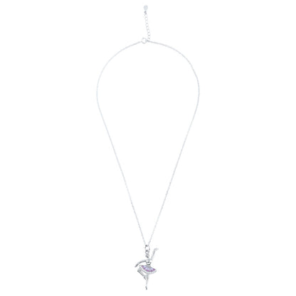 Silver Twirling Diva Pendant with Link Chain