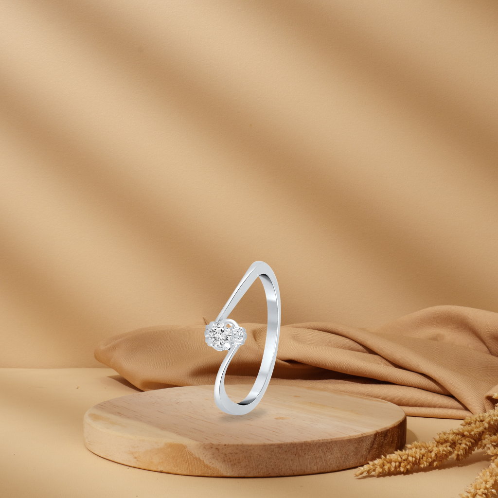 Silver Minimal Solitaire Ring