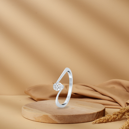 Silver Minimal Solitaire Ring