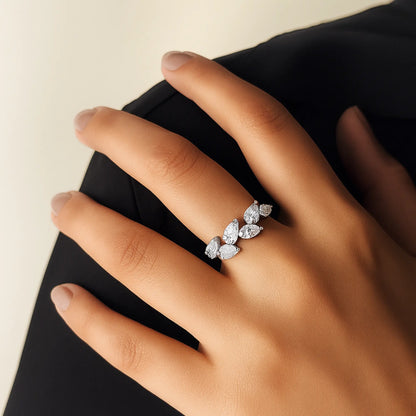 Silver Opaline Crown Ring
