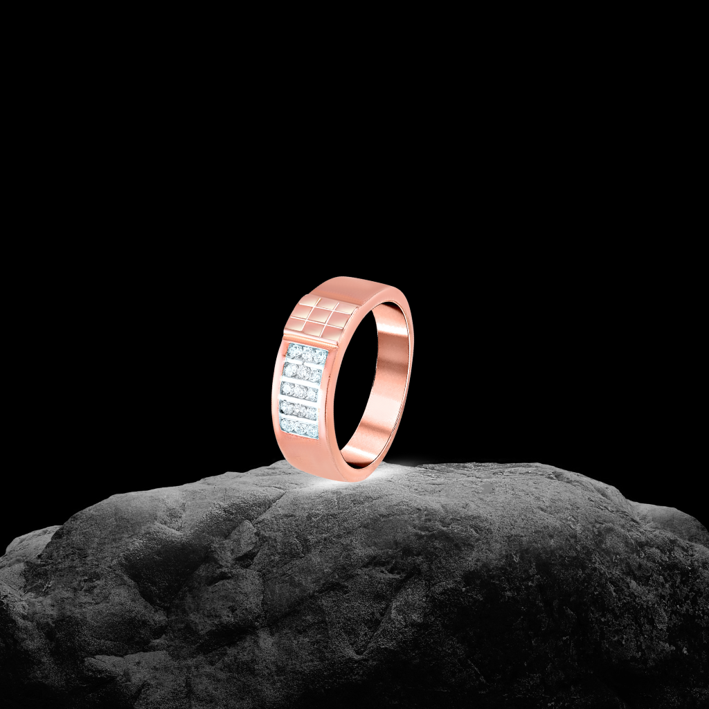 Rose Gold Cubic Elegance Ring For Him