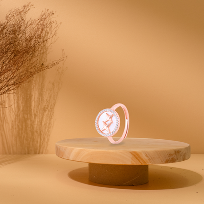 Rose Gold Circling stars MOP Ring